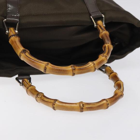 GUCCI Bamboo Hand Bag Nylon Beige Silver 000 1998 000 1998 - Picture 7 of 12